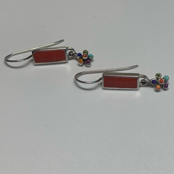 Silpada Vintage Sterling Silver Spiney Oyster Multi-Stone Flower Dangle Earrings - Picture 8 of 14